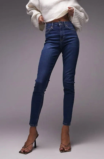 Topshop Jamie High Waist Skinny Jeans In Blue