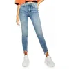Topshop Jamie Skinny Jeans High Rise Stretch Denim Chewed Hems In Blue
