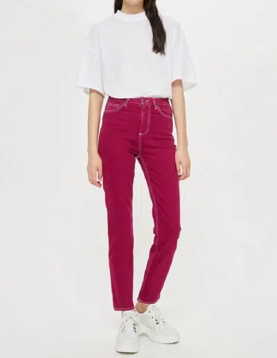 Topshop Jamie Straight Leg Moto Ankle Jeans In Magenta In Pink