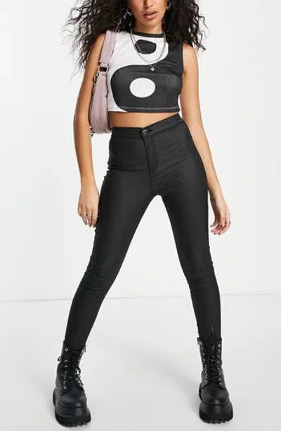Topshop Joni High Waist Jeans In Black
