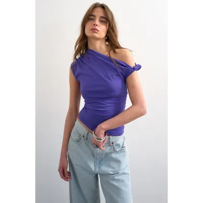 Topshop Knot One-shoulder Top In Purple