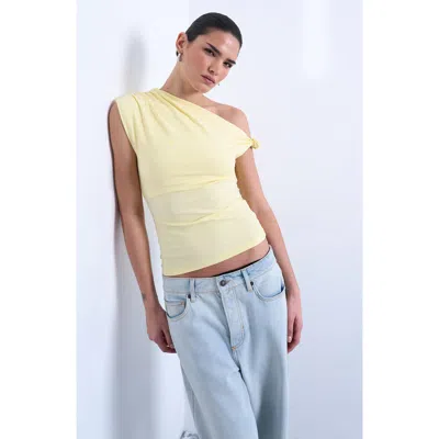 Topshop Knot One-shoulder Top In Yellow