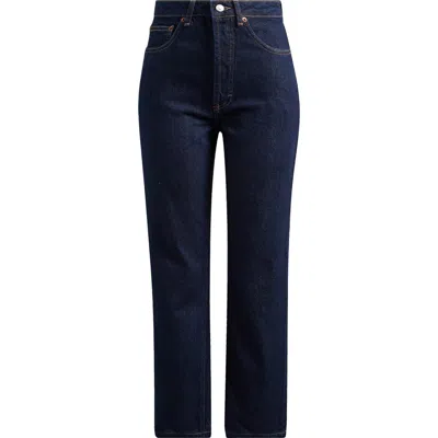 Topshop Kort Straight Leg Jeans In Blue