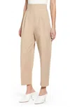 Topshop Lace Back High Rise Wide Leg Cropped Pants In Tan In Multi