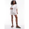 Topshop Broderie Lace Trim Insert Shirt In White In White