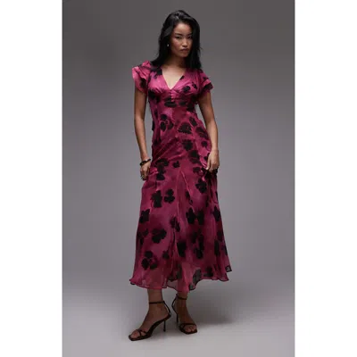 Topshop Lace Up Back Maxi Dress In Pink