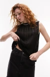 Topshop Ladder Sttich Metallic Sleeveless Sweater In Black