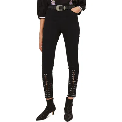 Topshop Lattice Crop Skinny Jeans In Black