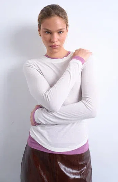 Topshop Layered Long Sleeve Rib T-shirt In White