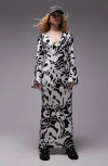 TOPSHOP LEA FLORAL LONG SLEEVE MAXI COLUMN DRESS