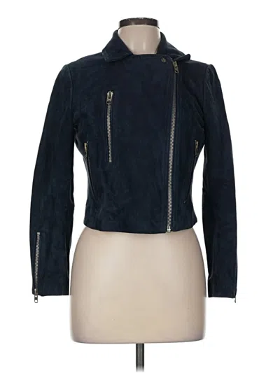 Pre-owned Topshop Leather Jacket In Blue