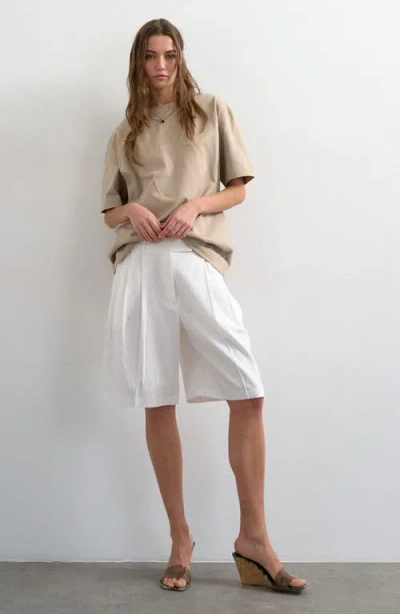 Topshop Linen Blend Bermuda Shorts In Animal Print
