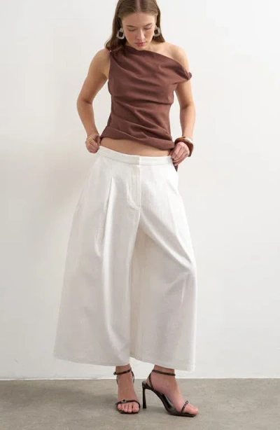 Topshop Linen Blend Culottes In White