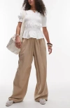 Topshop Linen Blend Drawstring Pants