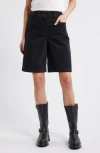 Topshop Long Corduroy Shorts In Mid Blue