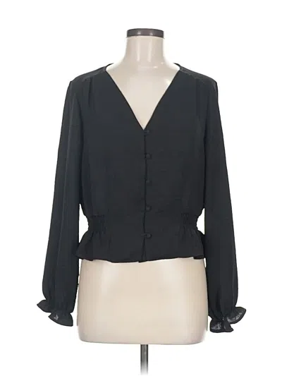 Pre-owned Topshop Long Sleeve Blouse In Black