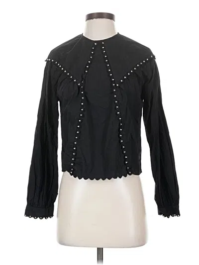 Pre-owned Topshop Long Sleeve Blouse In Black