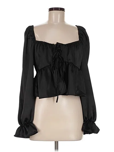 Pre-owned Topshop Long Sleeve Blouse In Black
