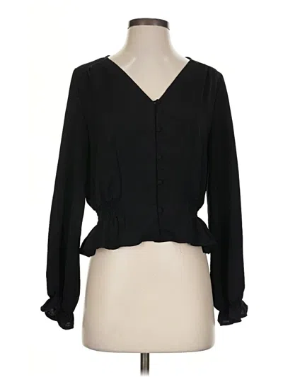 Pre-owned Topshop Long Sleeve Blouse In Black