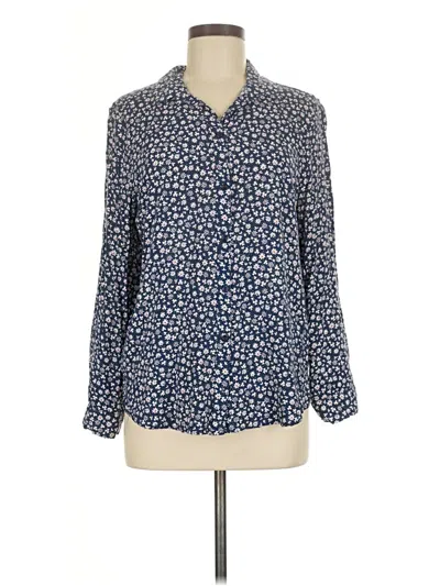 Pre-owned Topshop Long Sleeve Blouse In Blue