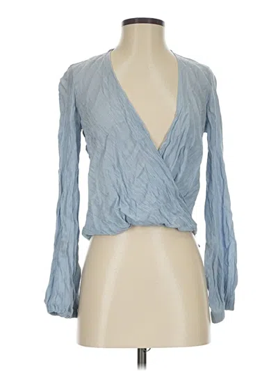 Pre-owned Topshop Long Sleeve Blouse In Blue