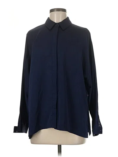 Pre-owned Topshop Long Sleeve Blouse In Blue
