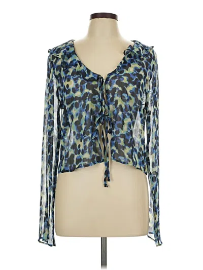 Pre-owned Topshop Long Sleeve Blouse In Blue