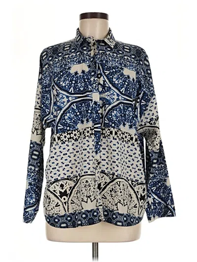 Pre-owned Topshop Long Sleeve Blouse In Blue