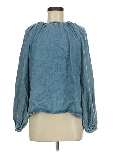 Pre-owned Topshop Long Sleeve Blouse In Blue