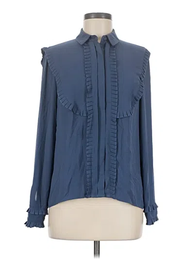 Pre-owned Topshop Long Sleeve Blouse In Blue