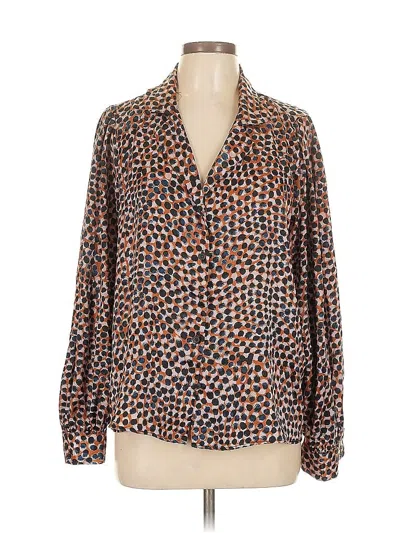 Pre-owned Topshop Long Sleeve Blouse In Brown
