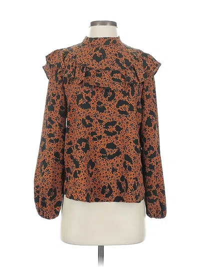 Pre-owned Topshop Long Sleeve Blouse In Brown