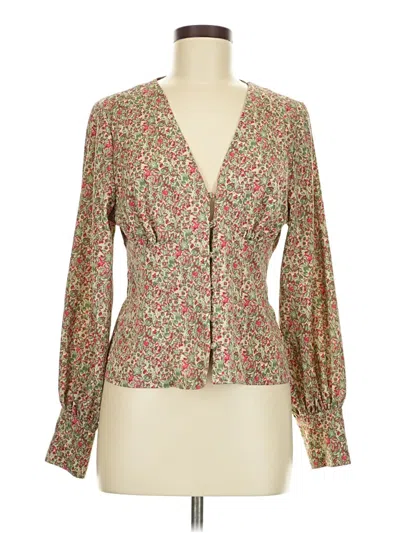 Pre-owned Topshop Long Sleeve Blouse In Brown