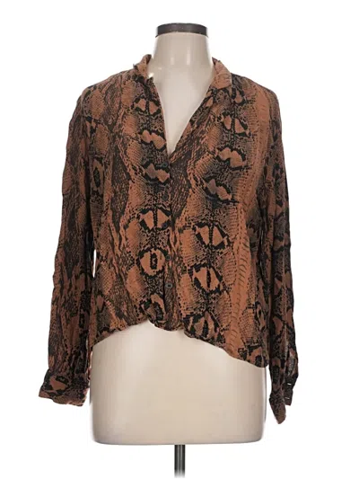 Pre-owned Topshop Long Sleeve Blouse In Brown