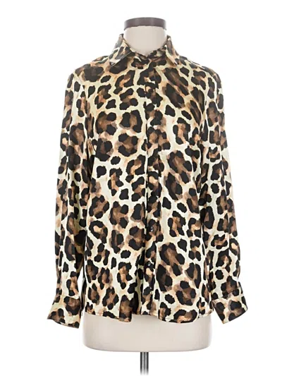 Pre-owned Topshop Long Sleeve Blouse In Brown