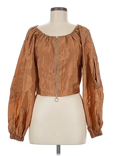 Pre-owned Topshop Long Sleeve Blouse In Brown