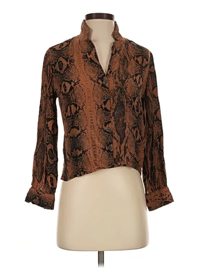 Pre-owned Topshop Long Sleeve Blouse In Brown