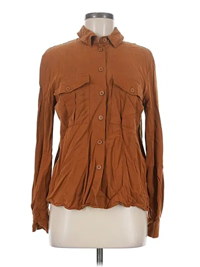 Pre-owned Topshop Long Sleeve Blouse In Brown