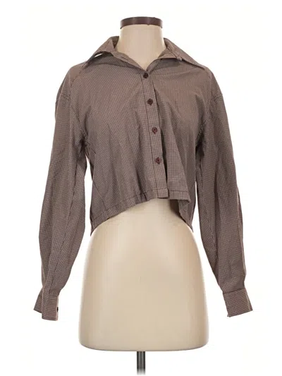 Pre-owned Topshop Long Sleeve Blouse In Brown