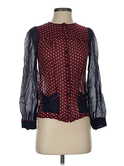 Pre-owned Topshop Long Sleeve Blouse In Burgundy