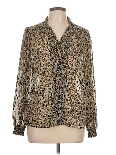 Pre-owned Topshop Long Sleeve Blouse In Gold