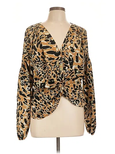 Pre-owned Topshop Long Sleeve Blouse In Gold