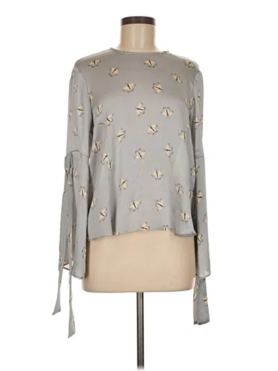 Pre-owned Topshop Long Sleeve Blouse In Gray