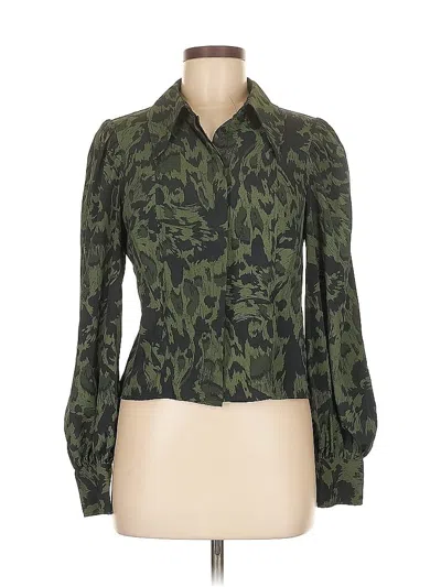 Pre-owned Topshop Long Sleeve Blouse In Green