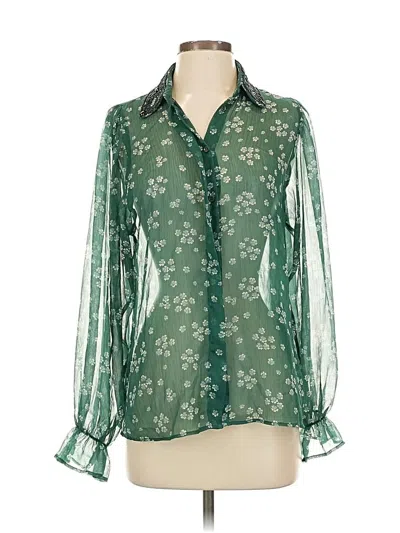 Pre-owned Topshop Long Sleeve Blouse In Green