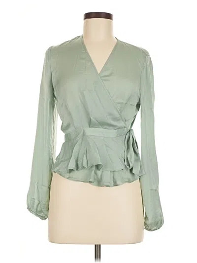 Pre-owned Topshop Long Sleeve Blouse In Green