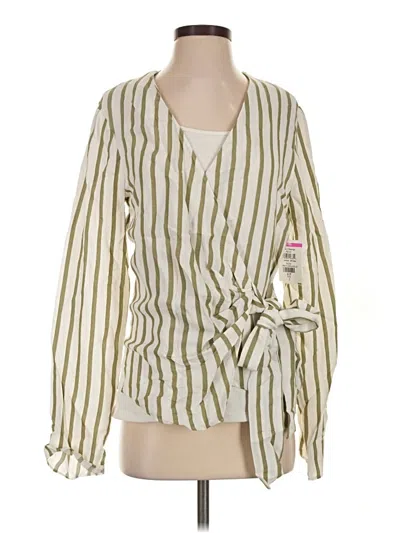 Pre-owned Topshop Long Sleeve Blouse In Green