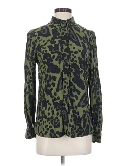 Pre-owned Topshop Long Sleeve Blouse In Green