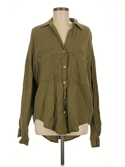 Pre-owned Topshop Long Sleeve Blouse In Green