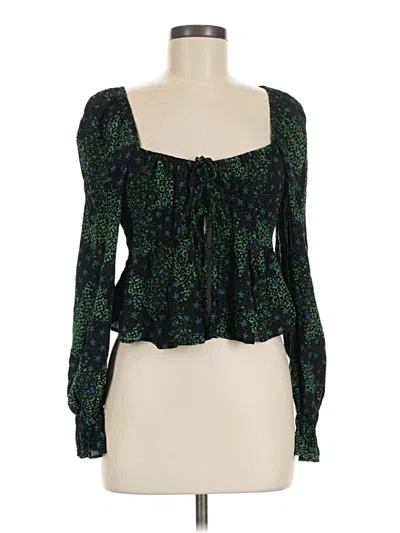 Pre-owned Topshop Long Sleeve Blouse In Green